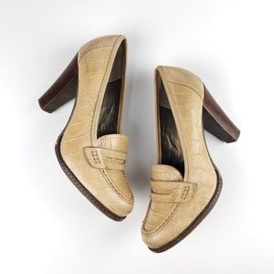 Banana Republic Croc Textured Heeled Loafers